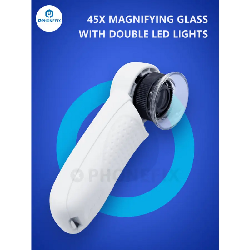 45X Magnifier Glass Jewelry Loupe Loop Magnifying with 2 LED