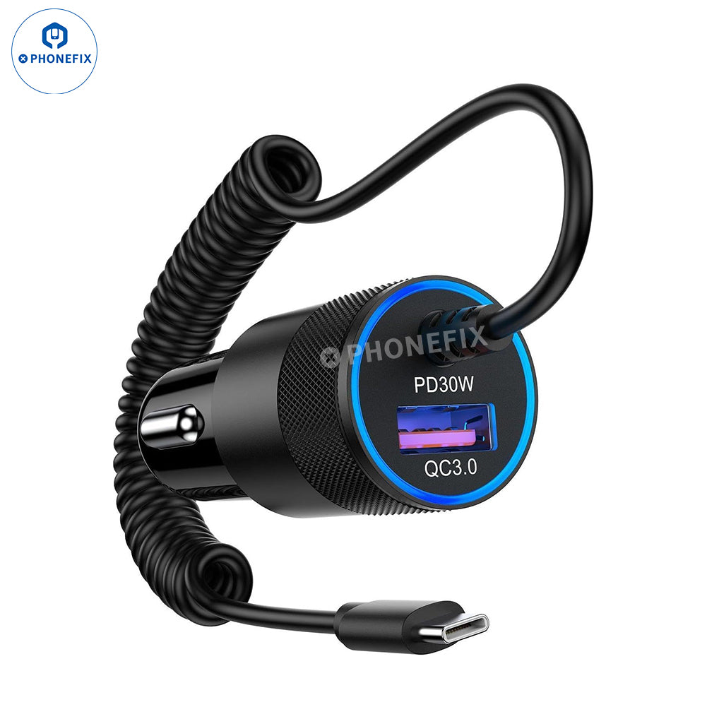 38W QC3.0 Car Charger with Carplay Cable for Mobile Phone