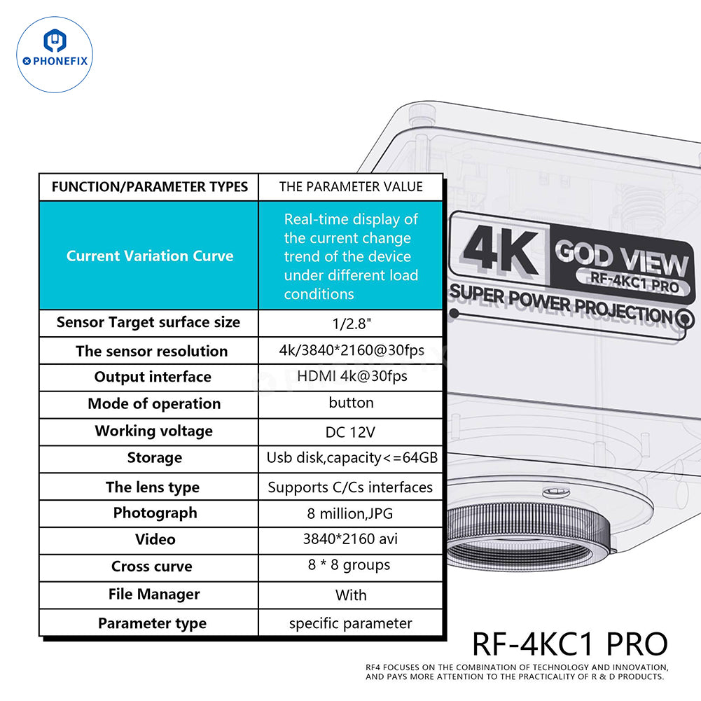 RF4 Microscope 2K 4K Ultra HD Camera for Mobile Phone Repair