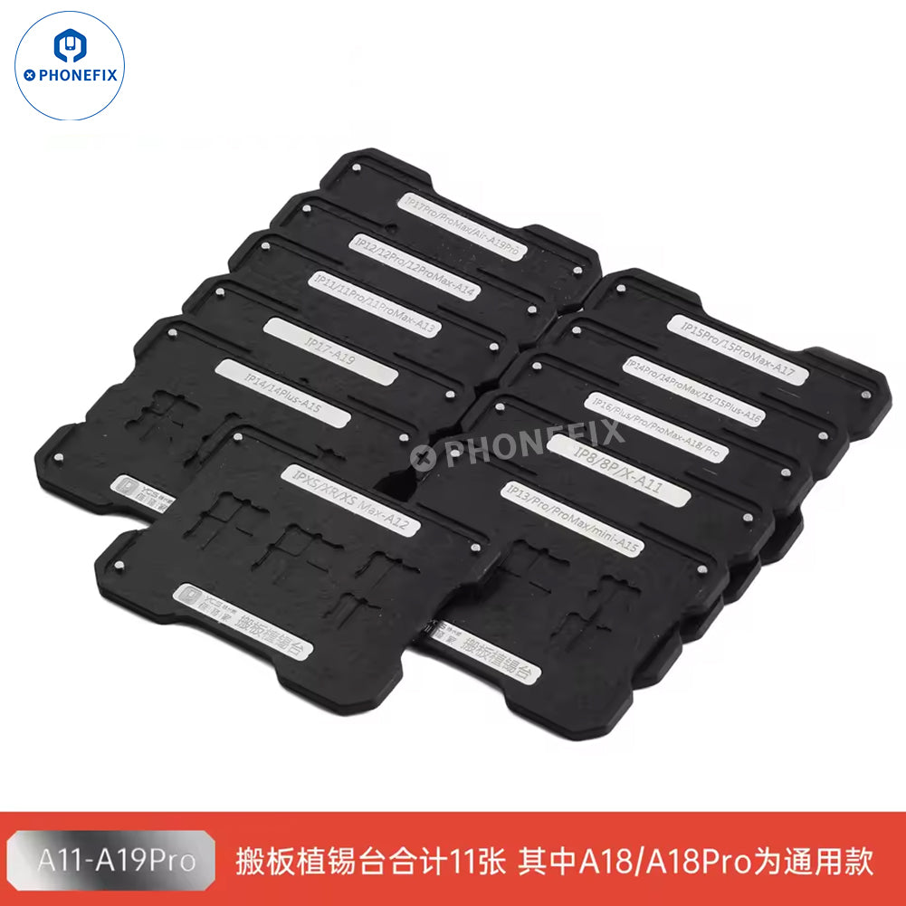 YCS A11-A19 Pro Tin Planting Reballing Stencil Set for iPhone 8-17 PM Series Motherboard Repair Manual Tools Kit - CHINA PHONEFIX SHOP Team