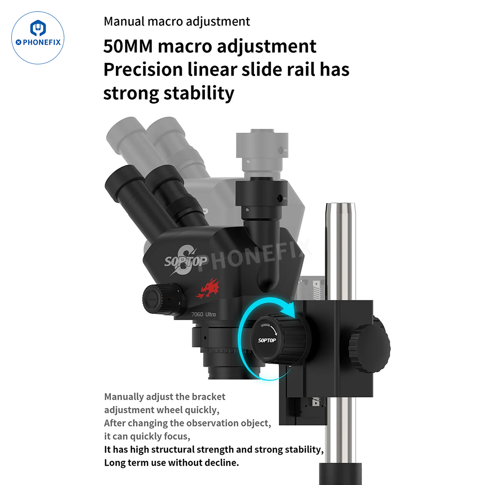 SOPTOP 7-60X Ultra Trinocular Stereo Microscope with 4K Camera