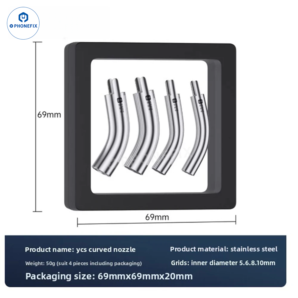 YCS Curved Air Gun Nozzles 5/6/8/10mm for Phone Repair