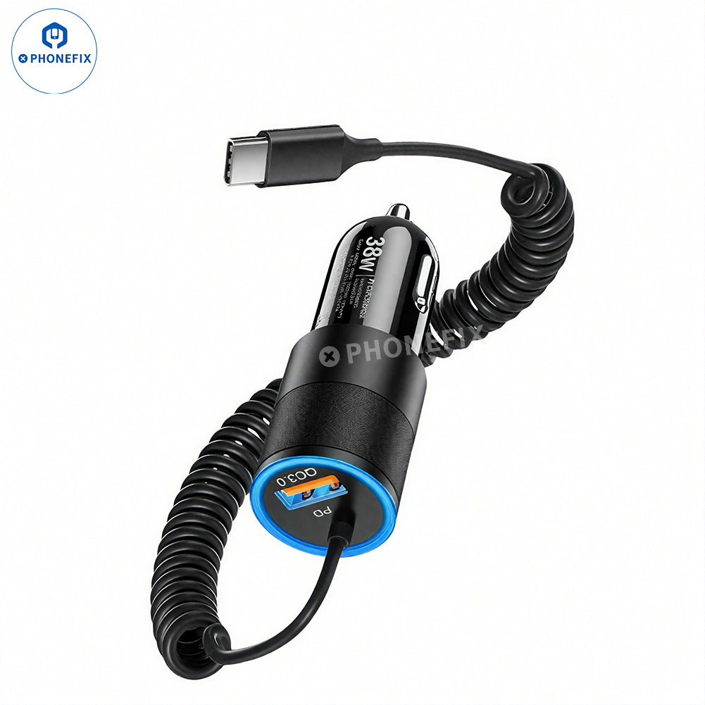 38W QC3.0 Car Charger with Carplay Cable for Mobile Phone