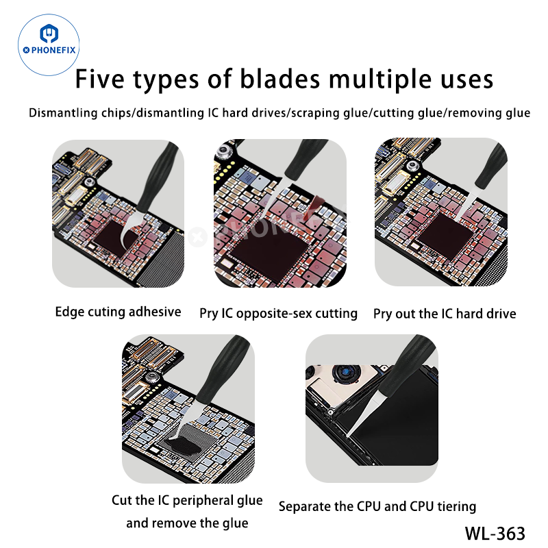 WYLIE WL-363 Integrated Rework Pry Knife 5-in-1 Set for Phone Repair