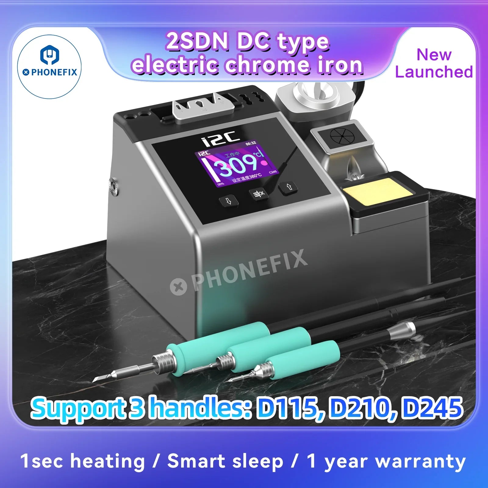 Estação de solda 180W 110-250V i2C 2SDN com cabo T115 T210 T245