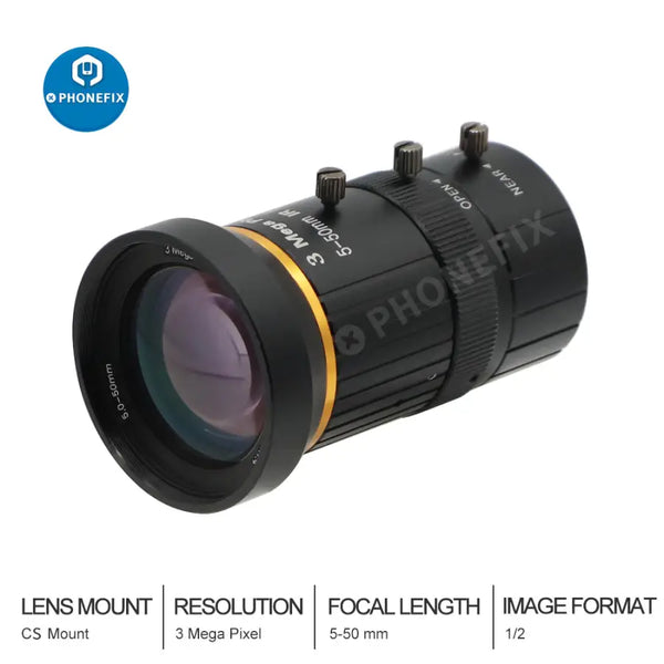5-50mm 3.0MP Varifocal Lens 1/2.7 F1.4 Manual Iris CS Mount