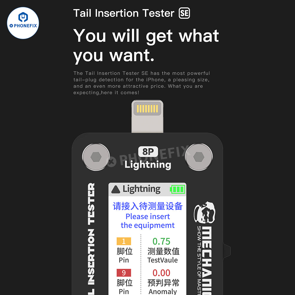 Detector de puerto de carga Lightning tipo C mecánico, comprobador de conector trasero