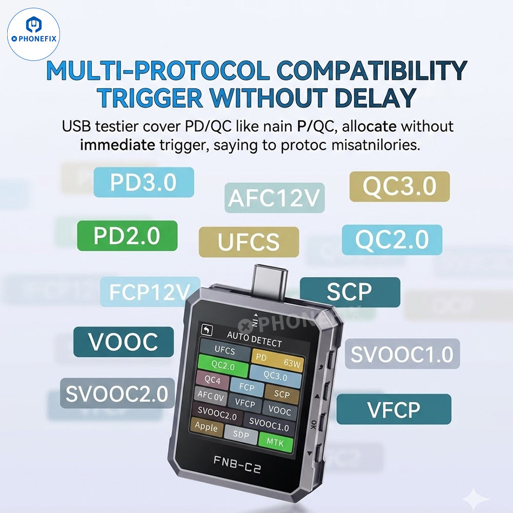 Probador de carga USB tipo C FNIRSI FNB-C2, medidor de voltaje y amperaje - Equipo de CHINA PHONEFIX SHOP