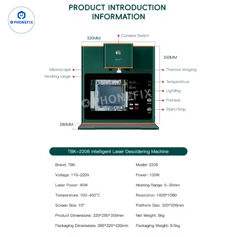 TBK 2206 Laser Welding Machine with HD Microscope for Phone Repair