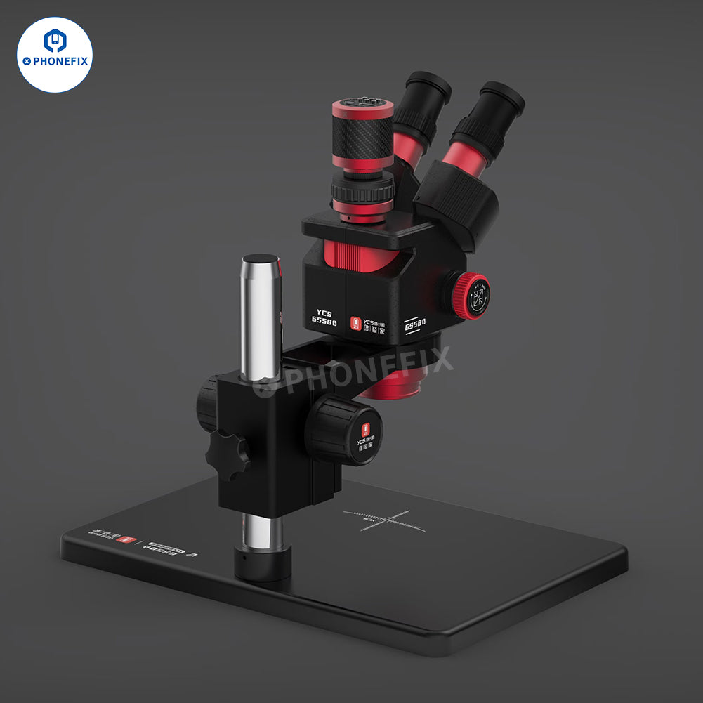 YCS 6558S 6558XS 6.5-58X Zoom HD Trinocular Microscope with 4K Camera