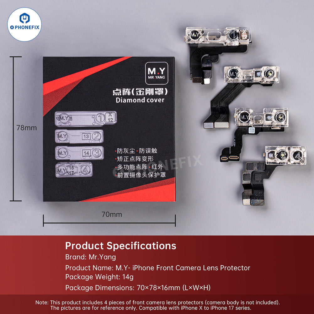 YCS M.Y iPhone Front Camera Lens Diamond Cover Dot Matrix Protector