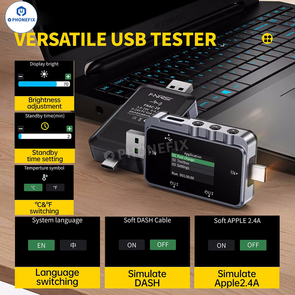 FNAC-28 2 IN 1 Type-C USB Tester Voltage Current Power Meter