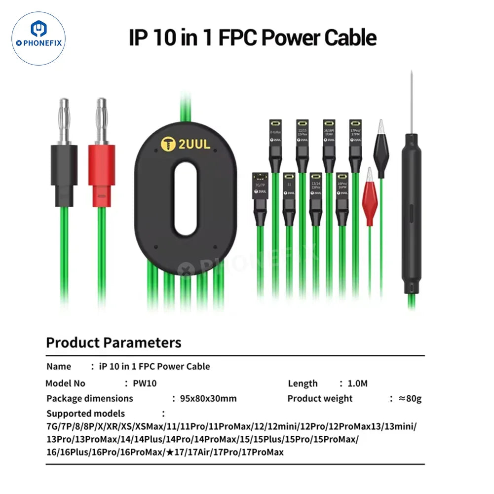 2UUL PW10 10-in-1 FPC Power Cable for iPhone 7-17 Pro Max
