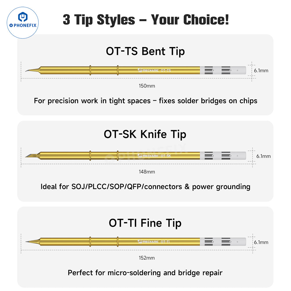MECHANIC OT Series Soldering Iron Tips for T12 950 Rework Station