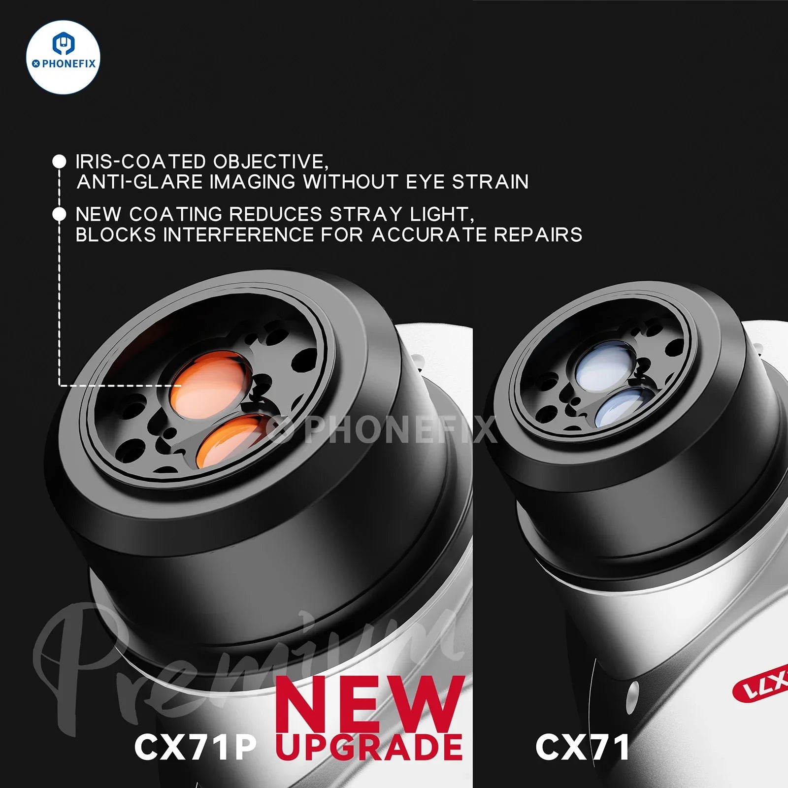 RF4 CX71P 6.5-65X Trinocular Stereo Microscope with Stand & Camera