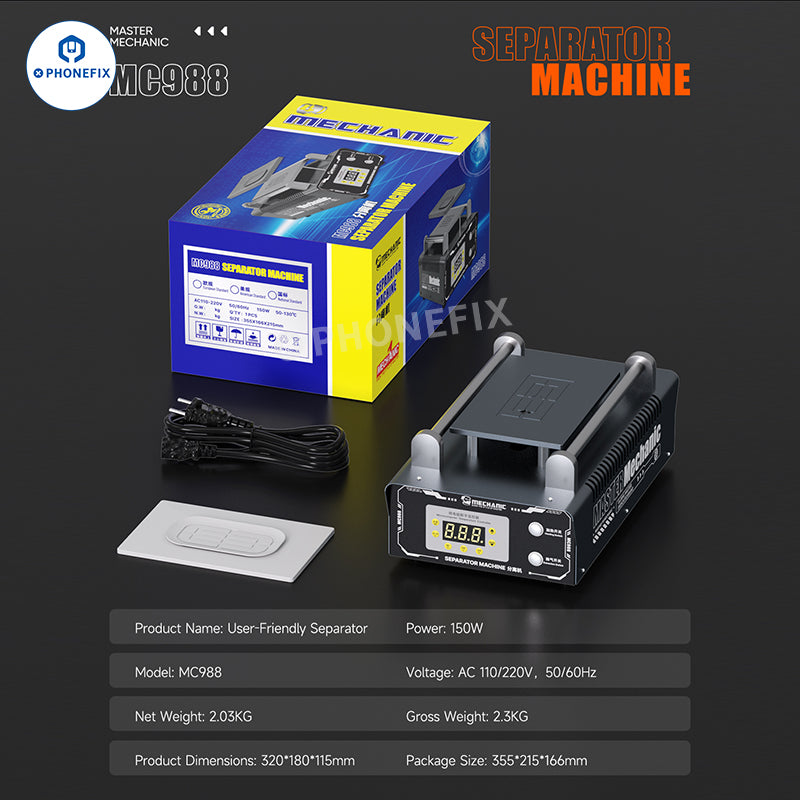 MECHANIC MC988 Phone 10.5-inch Screens Vacuum Heating Separator