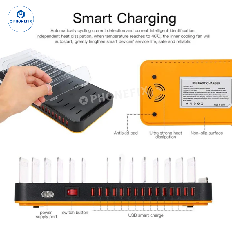 WLX 815 815P USB Charging Station with Storage Rack for Phone Tablet
