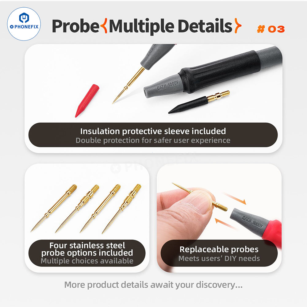 YCS Extra-tip Multimeter Pen for Phone PCB BGA IC Measurement