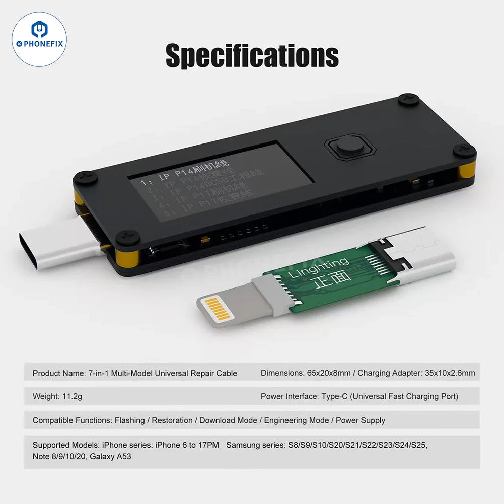7 In 1 Restore Cable for iPhone Recovery/Samsung Download Mode - CHINA PHONEFIX SHOP Team