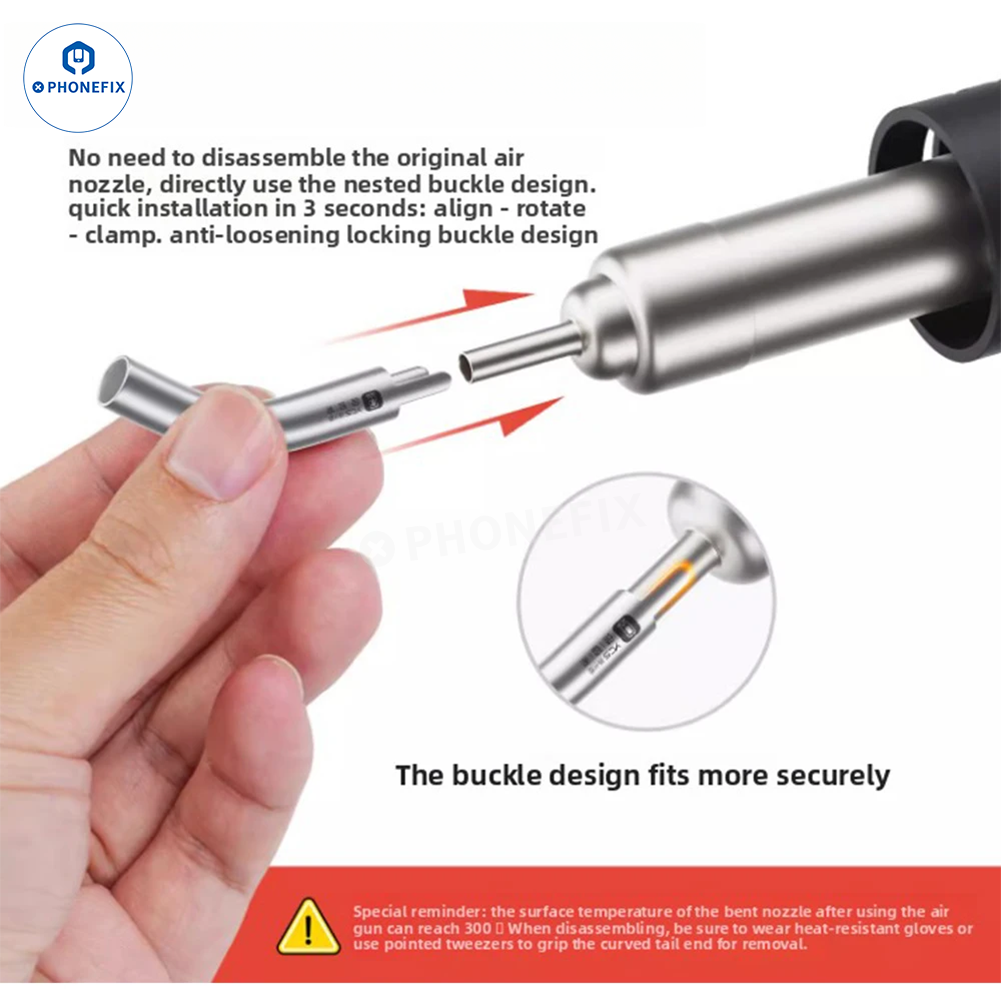 YCS Curved Air Gun Nozzles 5/6/8/10mm for Phone Repair