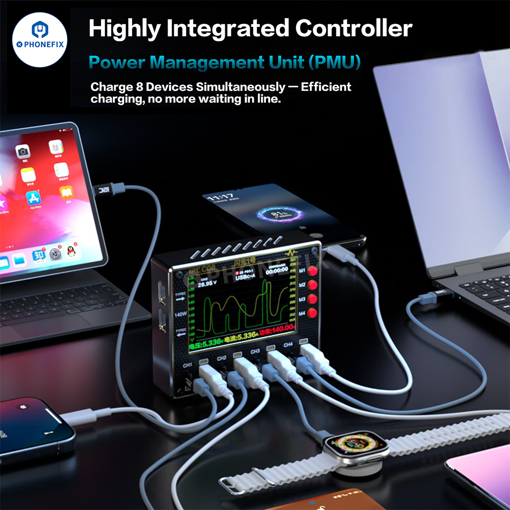 i2C C08 Flash Charger 8 Ports Fast Charging Station for Phone Laptop