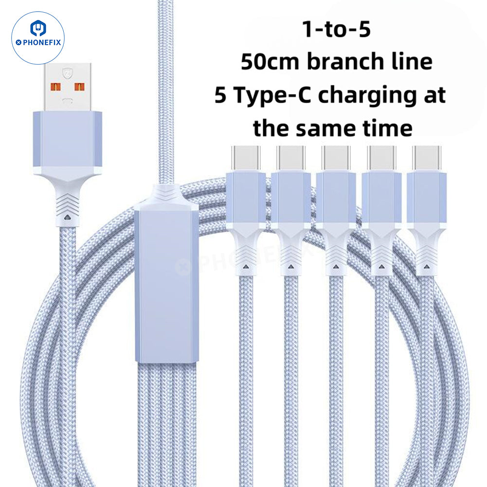 5 in 1 100W Fast Charging Data Cable with USB-C Lightning Micro Port