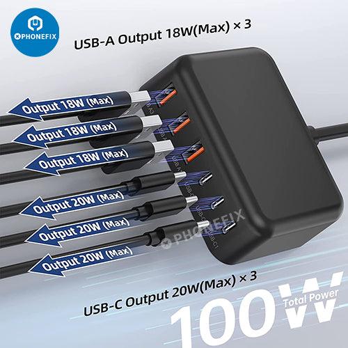 6 In 1 USB-C Fast Charging Station Multiport Phone Tablet Charger - CHINA PHONEFIX