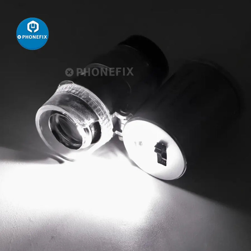 Mini 60X - 100x Zoom LED Lighted Microscope Jewelers Loupe Magnifying Glass for