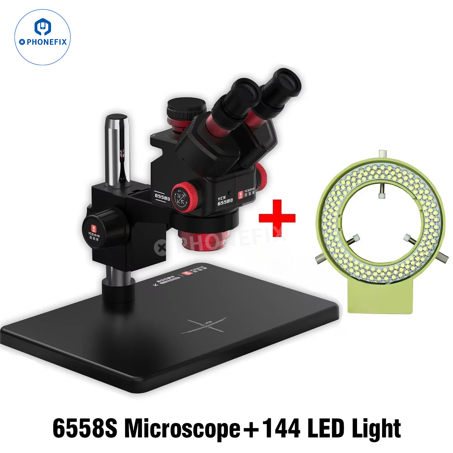 YCS 6558S 6558XS 6.5-58X Zoom HD Trinocular Microscope with 4K Camera