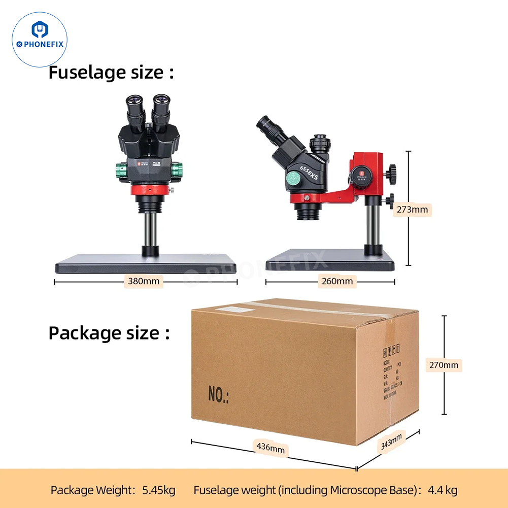 YCS 6558S 6558XS 6.5-58X Zoom HD Trinocular Microscope with 4K Camera