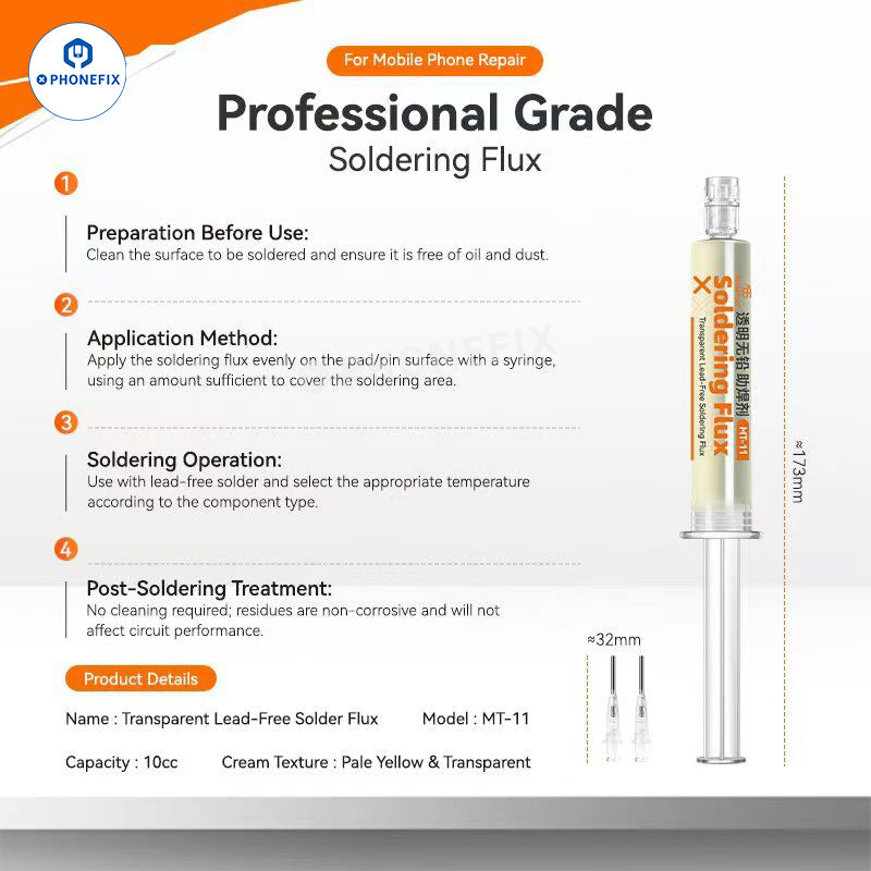 MobiTool MT-11 Clear Lead-free Soldering Flux for Phone PCB IC Repair - CHINA PHONEFIX SHOP Team