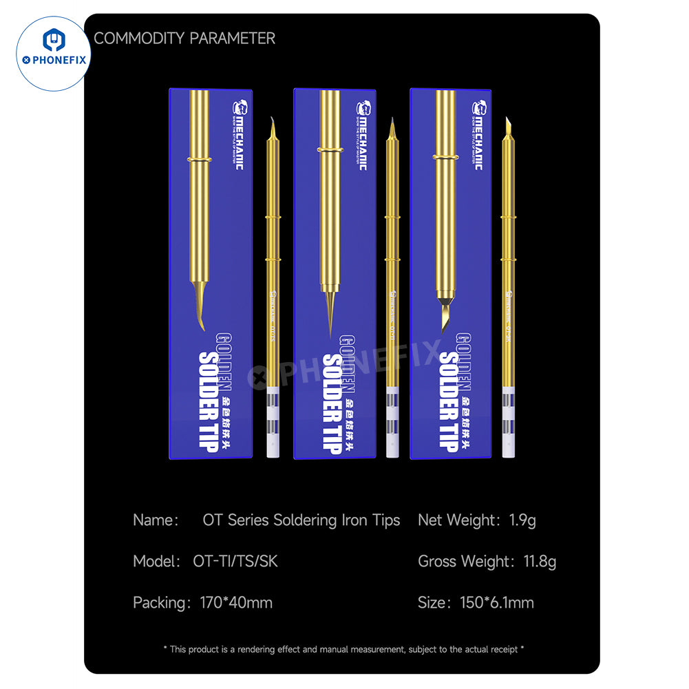 MECHANIC OT Series Soldering Iron Tips for T12 950 Rework Station