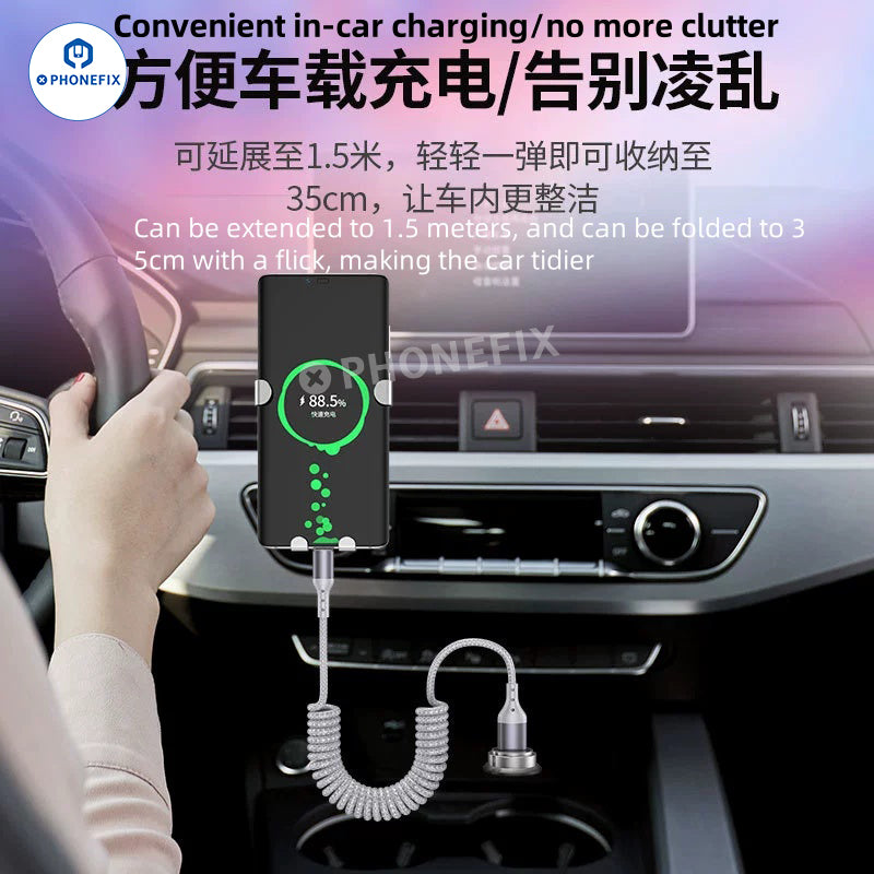 CarPlay Coiled Charging Data Cable for iPhone Android Phones