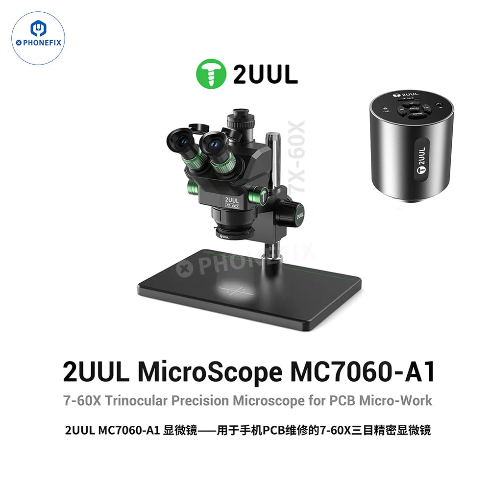 2UUL MC7060-A1 7-60X PCB Micro-Soldering Trinocular Microscope