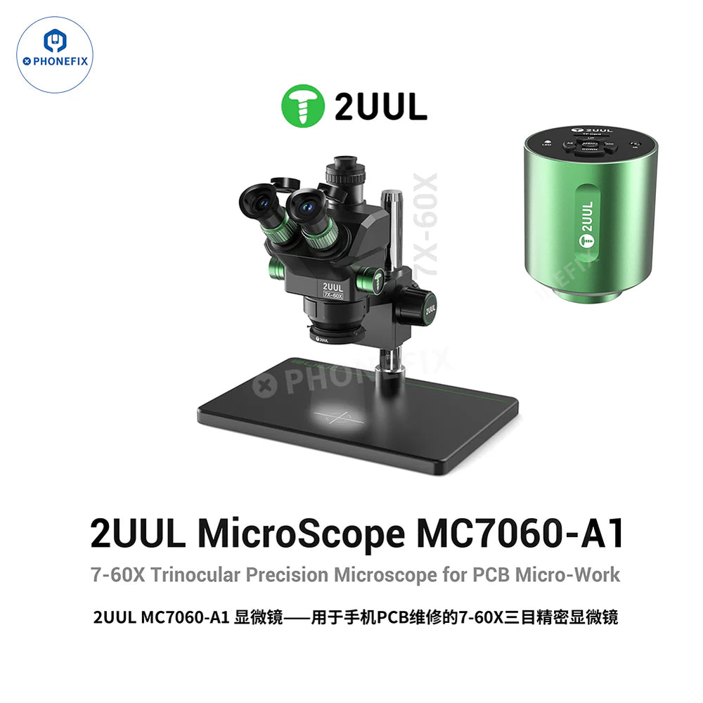 2UUL MC7060-A1 7-60X PCB Micro-Soldering Trinocular Microscope