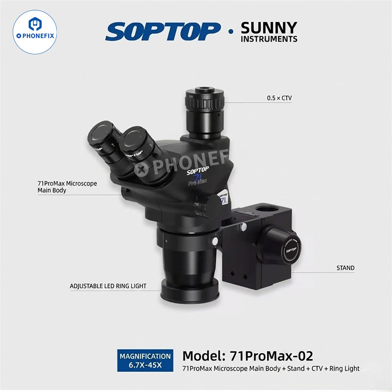 SOPTOP 71 Pro Max Industrial HD Trinocular Microscope for Mobile Phone and Electronics Repair - CHINA PHONEFIX SHOP Team