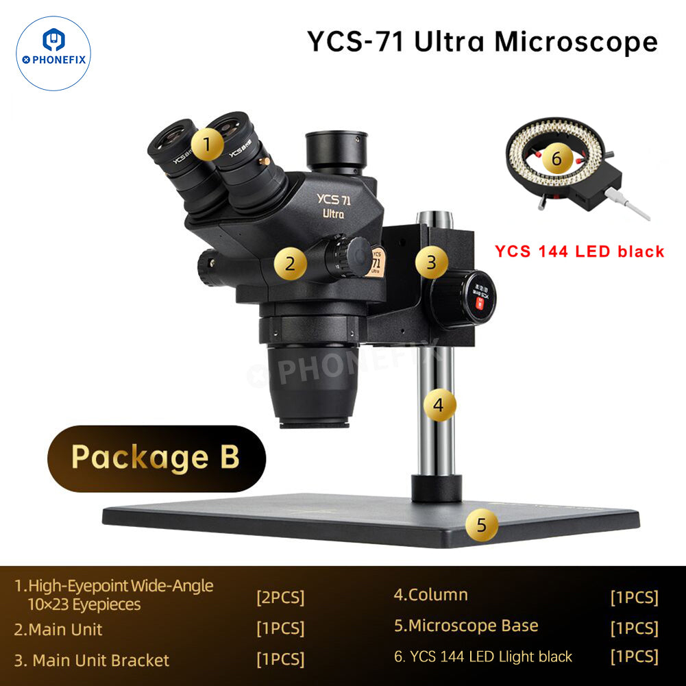 YCS 71 Ultra 6.7X-45X Trinocular Microscope for Phone Soldering Repair