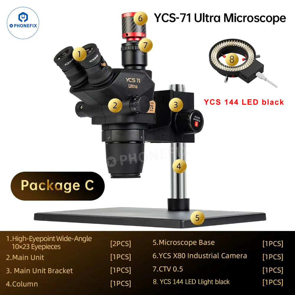 YCS 71 Ultra 6.7X-45X Trinocular Microscope for Phone Soldering Repair