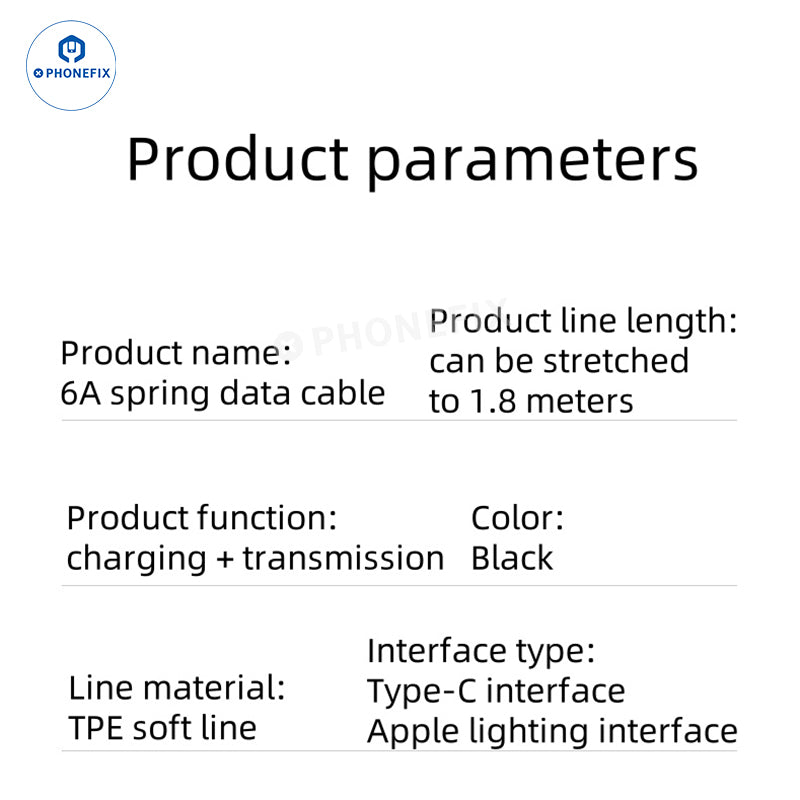 Car Spring Retractable 6A Super Fast Charging Data Cable