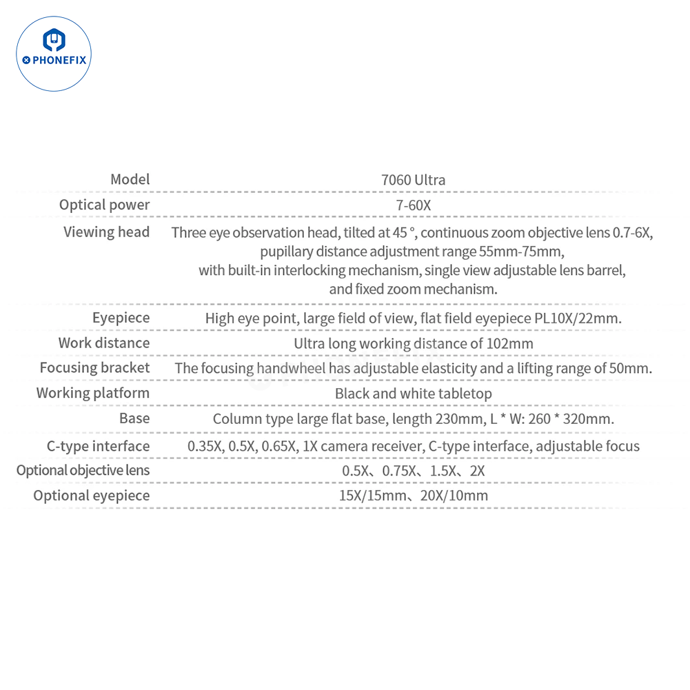 SOPTOP 7-60X Ultra Trinocular Stereo Microscope with 4K Camera