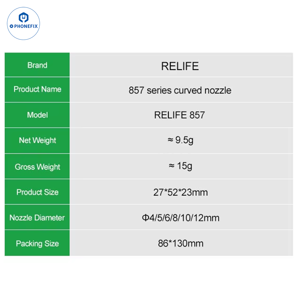 RELIFE 861 857 858 Series Oblique Nozzles for Hot Air Rework Station