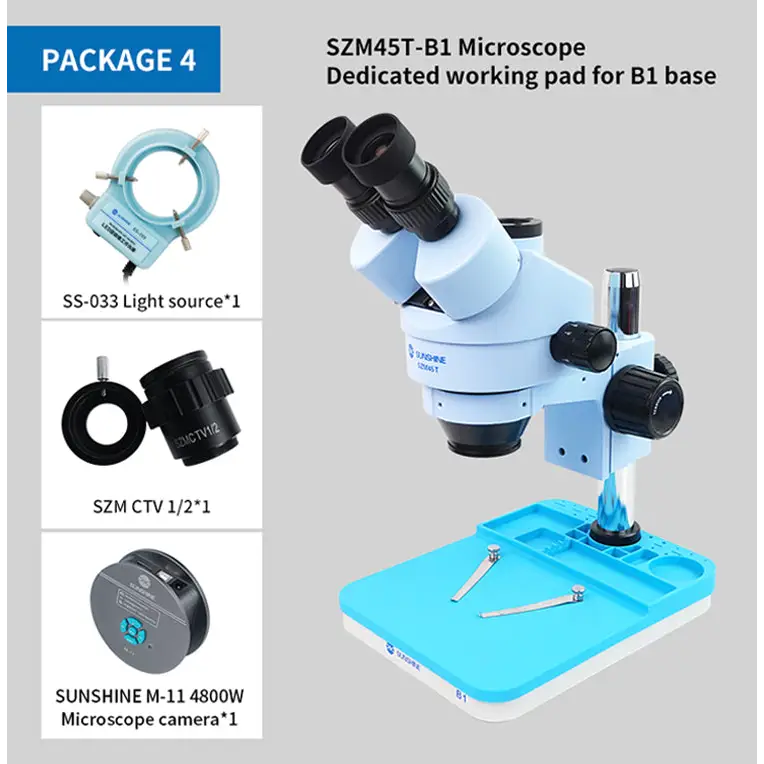 7X-45X SZM45T-B1 Trinocular Stereo Microscope with LED Lamp