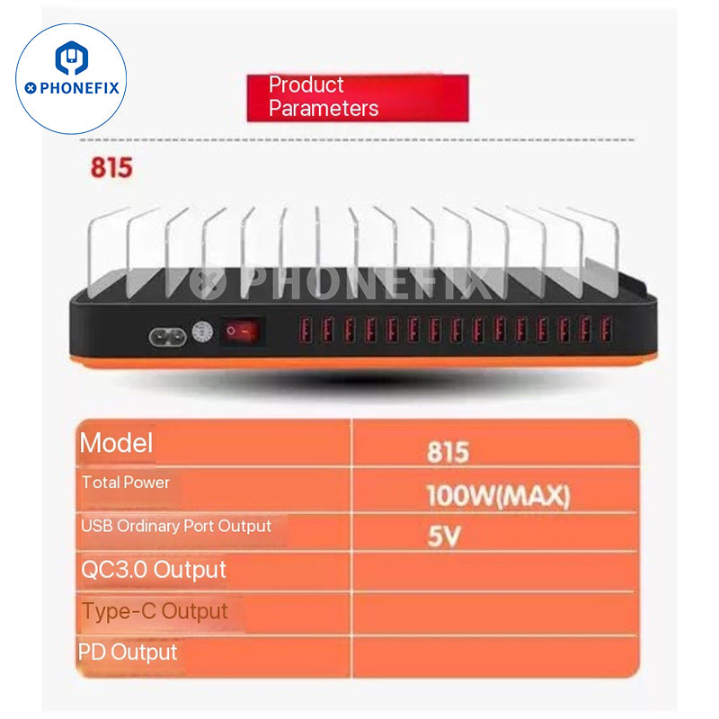 WLX 815 815P USB Charging Station with Storage Rack for Phone Tablet