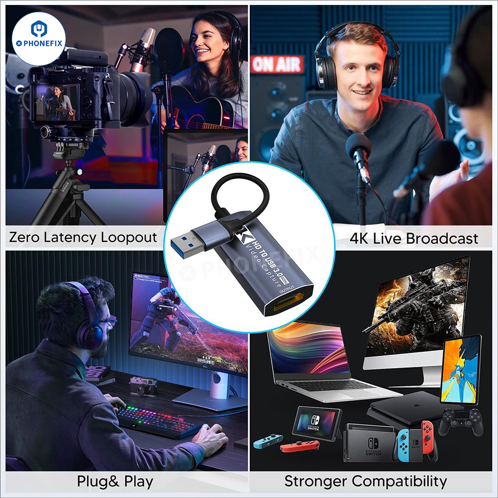 4K Audio Video 1080P Capture Card For Live Streaming Broadcasting