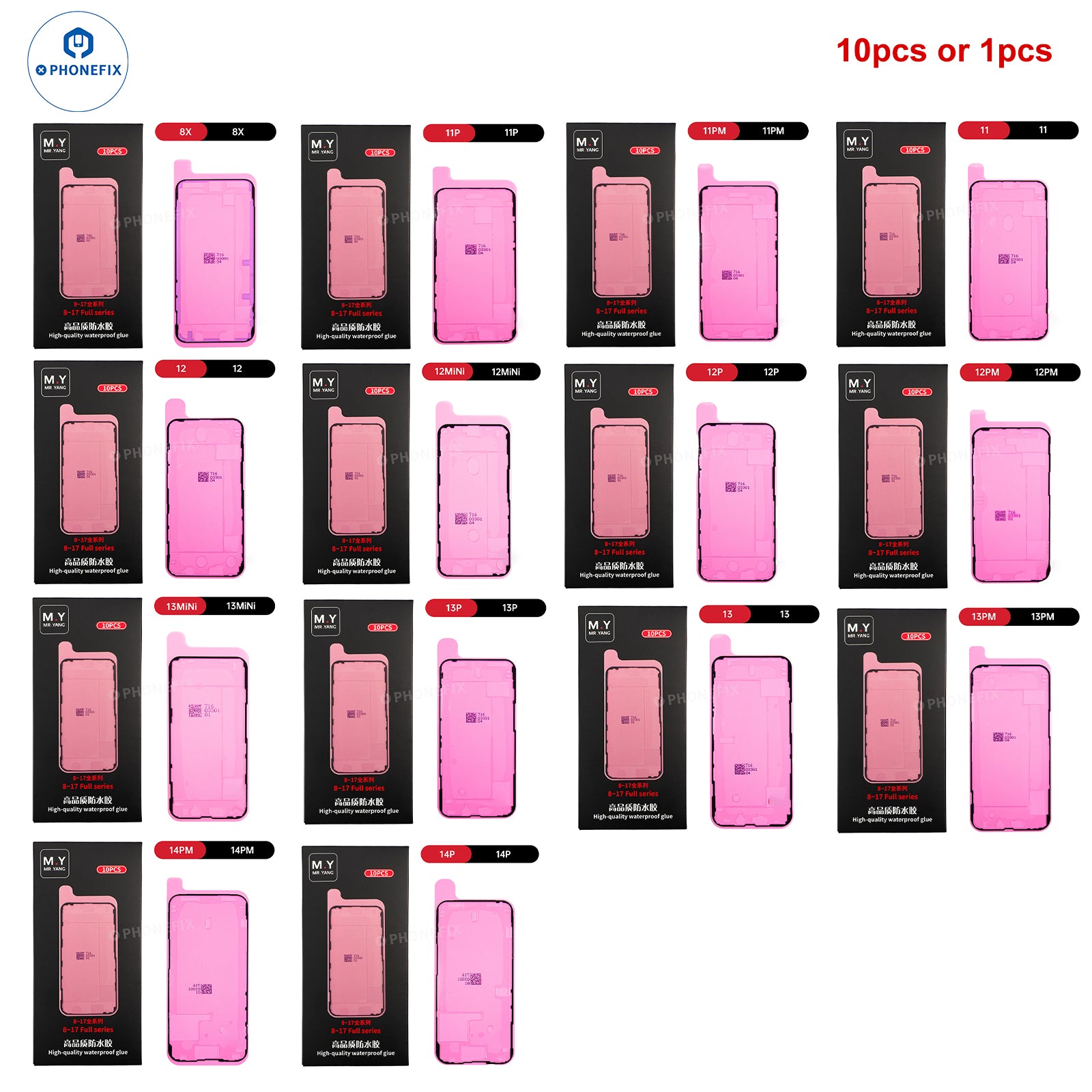 YCS M.Y Waterproof Adhesive Sealing Sticker for iPhone X-17 Pro Max