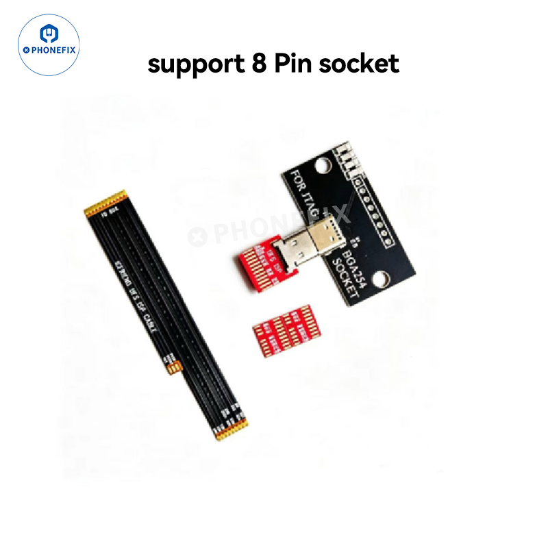 PHONEFIX Z3X Easy Jtag Plus Box eMMC UFS BGA socket adapter for phone unlocking tools, 8-pin connector for BGA chips.