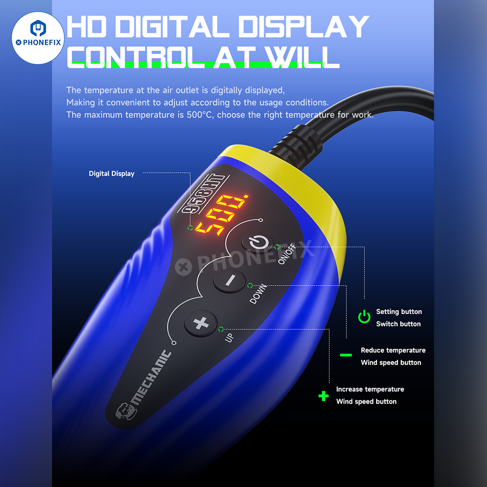MECHANIC 958HT Portable Digital Hot Air Gun for Mobile Phone Repair