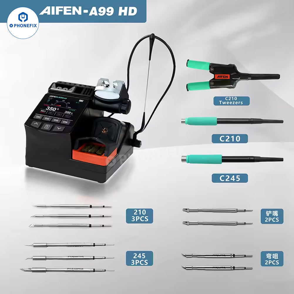 Estación de soldadura AIFEN A99 HD con soldador C210 C245 y pinzas eléctricas - Equipo de CHINA PHONEFIX SHOP