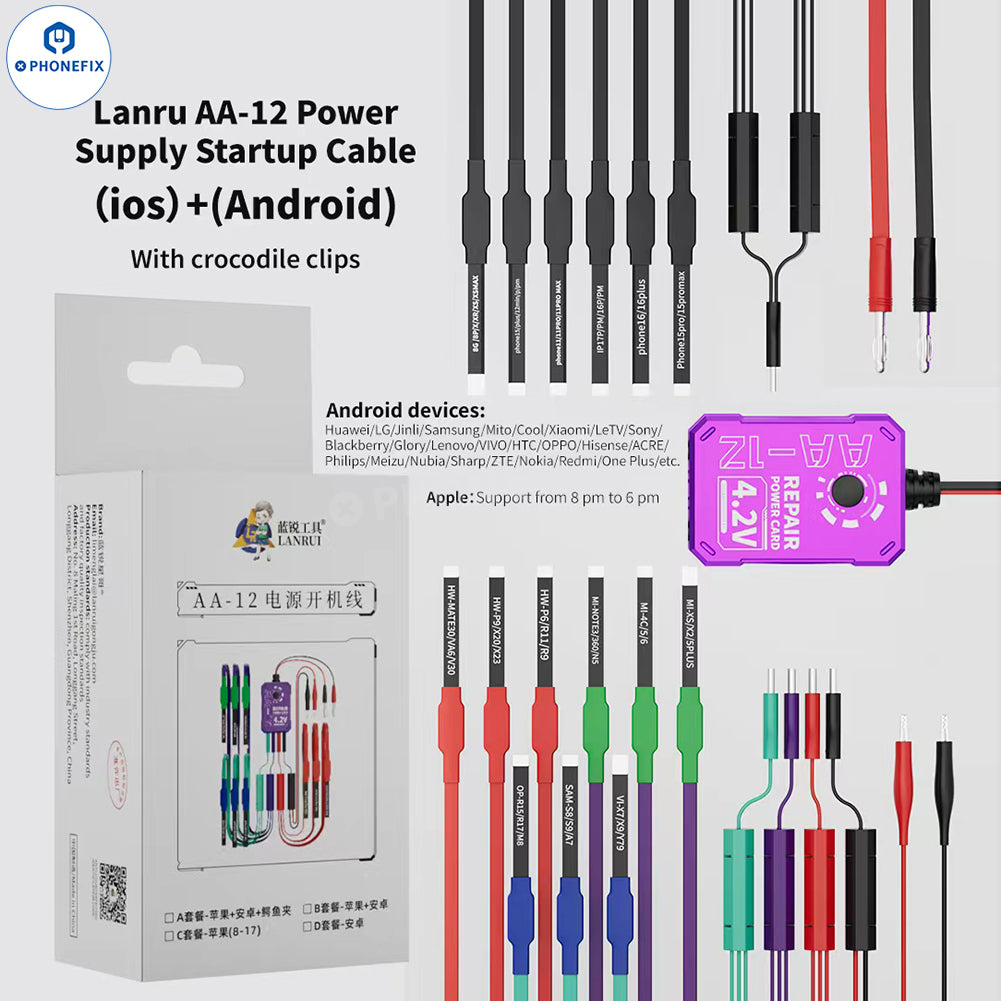 LAN RUI AA-12 Power Supply Startup Cable for Android and Apple Devices Fault Detection - CHINA PHONEFIX SHOP Team
