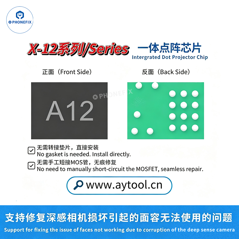 PHONEFIX A108 BOX multi-function repair programmer for iPhone 8-16 Pro Max with Face ID repair tool, showing device and repair components.